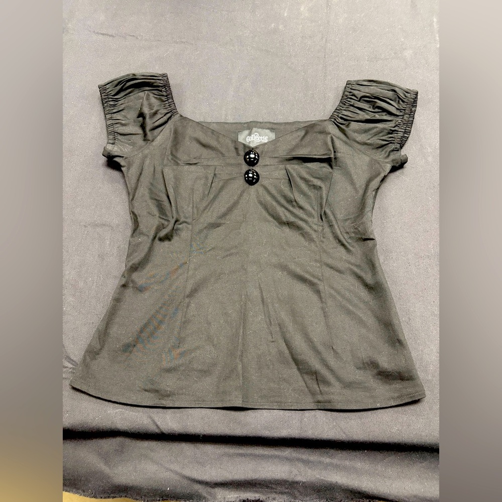 Black Vintage Style Fitted Top